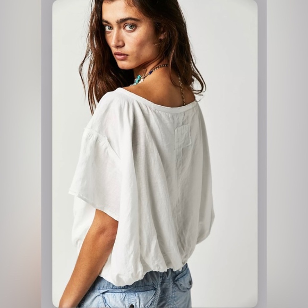 Free People White Short Sleeve Tee - Picture 2 of 7